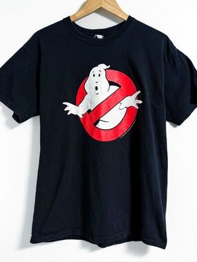Ghostbusters Glow in the Dark Tee L Black Movie Logo Shirt 80s Halloween